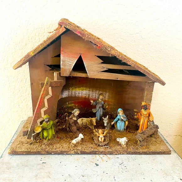 Vintage Italian Nativity Scene Set 10 Figurines Mid-Century - Picture 1 of 15